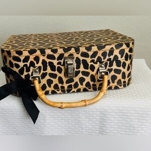 VTG Serengeti Suitcase Luggage Look Storage Box w Bamboo Handle